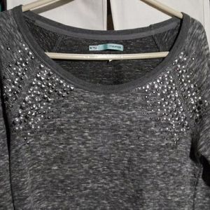 Maurices grey/ black studded shirt